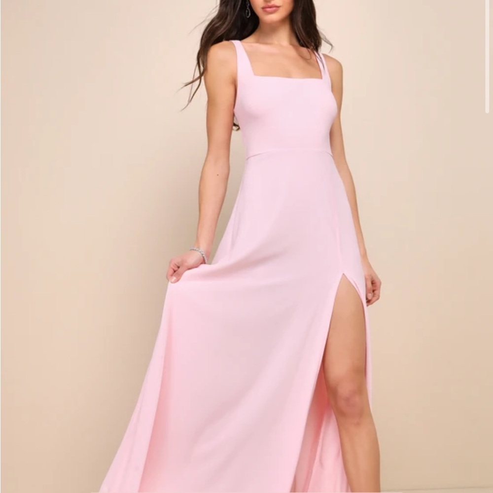 Lulu's Blush One Shoulder Maxi Dress